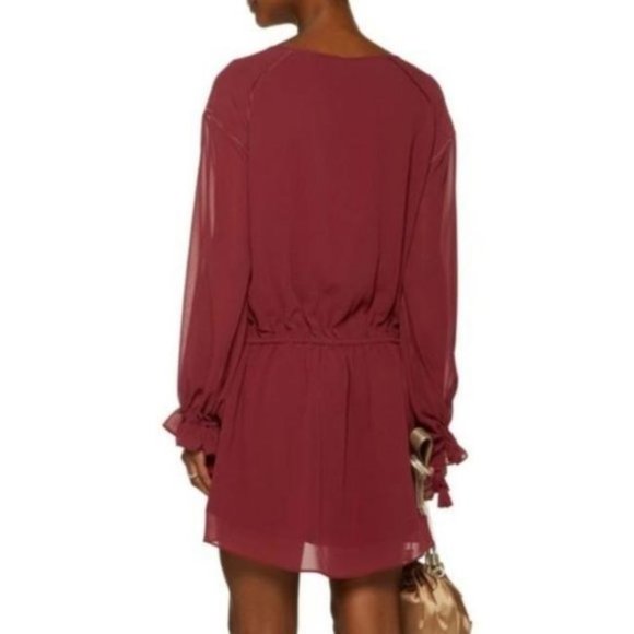 Cute Haute Hippie Merlot Boho Georgette Mini Dress - Wear with heels or leggings - Picture 2 of 13